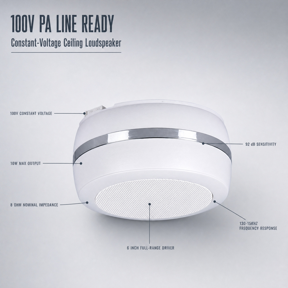 Professional Ceiling Loudspeakers 100V 6 Inch Background Music Speaker for Offices, Retail Stores, Restaurant, and Hotels. · image 2