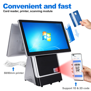 <span class=keywords><strong>Precio</strong></span> de Fábrica, Sistema POS Todo en Uno con Pantalla Táctil Dual de 15/15.6 Pulgadas, Caja Registradora con Impresora - Product Image 1