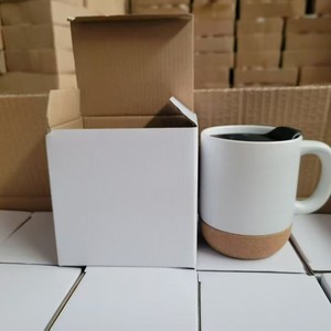 Cork Base Ceramic Mug with Cover Office Water Cup Simple High Appearance Level Gift Cup Custom Logo Ceramic Cup - Product Image 6