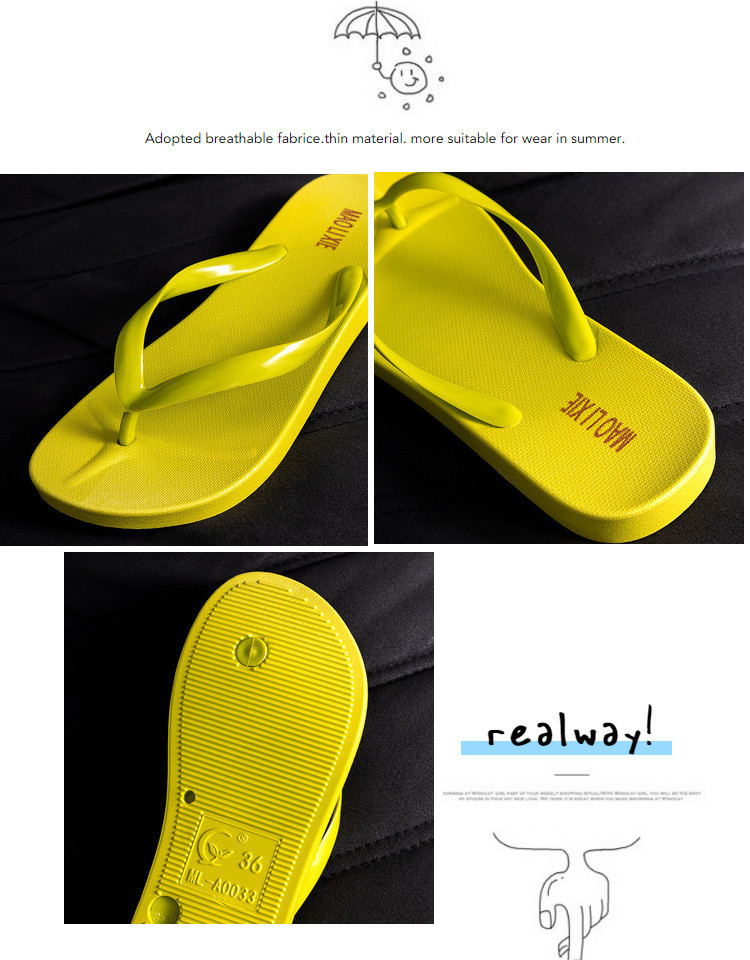 New Solid Color Slippers Women Flip-flops Outside Soft Sole Beach Flipflops Wholesale