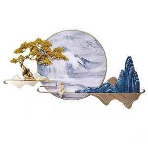Arte mural en relieve 3D estilo chino Hongzun, pintura de paisaje circular para decoración de sala de estar y dormitorio - Product Image 3