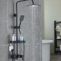 Robinetterie de douche en laiton chromé poli, ensembles de douches carrées à effet pluie, 4 fonctions, kit de douche chaud et froid