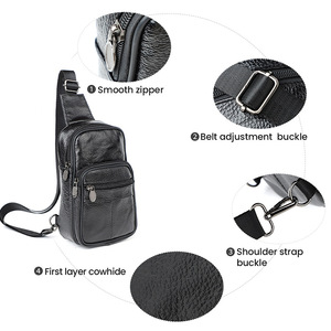 Genuine Leather Crossbody <b>Bag</b> Men's Chest <b>Bag</b> Multi Functional Solid Color Wear Resistant Shoulder <b>Bag</b> Everyday Outfits - Product Image 3