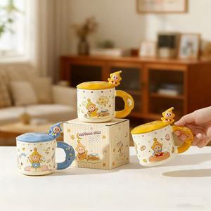 แก้วเซรามิกน่ารักขนาด 400 มล. พร้อมฝาปิด สำหรับเครื่องดื่มร้อน/เย็น-แก้วน้ำสำหรับเป็นของขวัญทางธุรกิจ ใช้ได้ทั้งร้อนและเย็น - Product Image 2