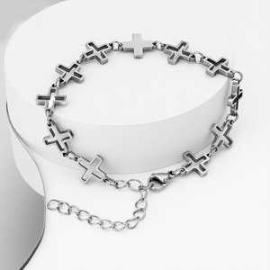 Hot Selling Simple Popular Design Hollowed Out Cross <b>Chain</b> Bracelet <b>Titanium</b> Steel Unisex's Bracelets Trendy Jewelry Wholesale - Product Image 4