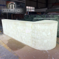 Table à manger en pierre de cristal blanche translucide naturelle avec rétroéclairage LED pour cuisine, salon, villa, restaurant