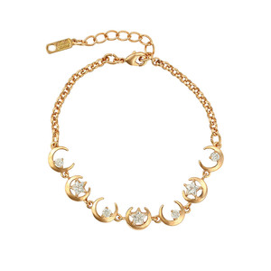 75819 Xuping Fashion Gift Jewelry Gold Plated Moon and <strong>Star</strong> Shape Crystal Charm Bracelet - Product Image 1