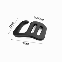 Boucle en G en aluminium 15 mm réglable pour sangles de sac à dos, curseur de sangle en métal noir pour quincaillerie de sacs d'extérieur