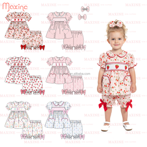 Abbigliamento Smock per Bambini, Boutique di Abiti Ricamati per Bambine con Vestito e Pantaloni, Pigiami in Cotone Personalizzati per Bambini - Product Image 5