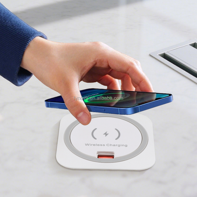 Furniture15W Fast Charging Desktop Embedded Wireless Charger USB Type-C Charging Port for Office Tables Sofa Cabinet Plug Socket