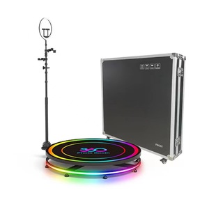360 Photo Booth Rotating Stage With Led Ring Light Floor Standing Remote Control For Smartphones Live Streaming Selfie - Product Image 4