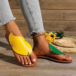 Sandalias de Dedo Bajas Bicolor para <span class=keywords><strong>Mujer</strong></span> - Estilo Casual de Playa, Diseño Plano de Verano, Material de Malla Transpirable - Product Image 1