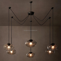 Lustre ovale en laiton, acier et verre, 6 ampoules, pour salon, escalier, couloir, lampe suspendue décorative