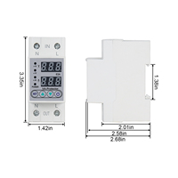 Protector de Voltaje y Corriente Ajustable GERK Monofásico 32A 63A AC80V-300V con Pantalla Digital para Riel DIN, Material PC, Capacidad 20kVA