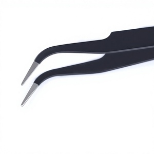 Pince à épiler sourcils DANTRIC IMPLANTS en acier inoxydable doré rose, à pointe inclinée et plate, durable, avec applicateur, logo personnalisé, lot de 4 - Product Image 5