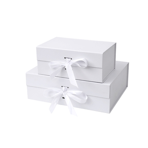 Magnetic Gift White Paper Foldable Box Closure Cardboard Boxes Wholesale Packaging With Lid Ribbon