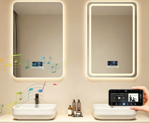 Smart LED Wooden Bathroom <b>Mirror</b> Wall-Mounted Touch Screen Vanity <b>Mirror</b> Illuminated <b>Makeup</b> Display Modern Design for Hotel Use - Product Image 2