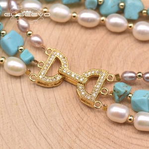 Pulseras de varias capas con perlas de agua dulce turquesa Natural para mujer, diseño Original, joyería hecha a mano - Product Image 5