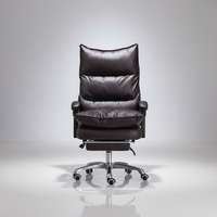 Fauteuil de bureau exécutif ergonomique moderne et confortable en maille avec repose-pieds en cuir PU, hauteur réglable, pivotant, en acier inoxydable pour salon
