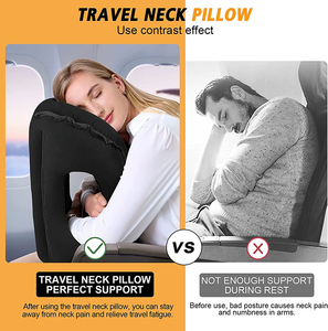 3in1 Set Multifunction Travel Pillow <b>Neck</b> Head Chin Support Inflatable Travel Pillow for Airplane Home Sleeping <b>Rest</b> - Product Image 4