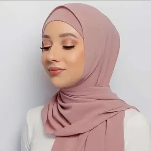 2023 Mode Chiffon Hijab Baumwolle Unter Mütze Set Ethnische Schals Schals Muslimische Frauen Chiffon Hijab & Baumwolle Unter Mütze Set