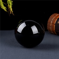 Boule de cristal en obsidienne noire, boule de décoration en verre, boule de presse-papier, vente en gros, Mh-bl104