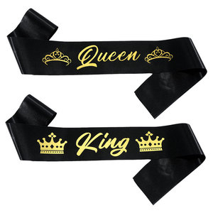 Banda de Satén Negra Divertida con Letras en Relieve de Rey y Reina, Exquisita Banda de <span class=keywords><strong>Cumpleaños</strong></span> para Niños y Niñas, Artículos de Fiesta, Regalos - Product Image 5