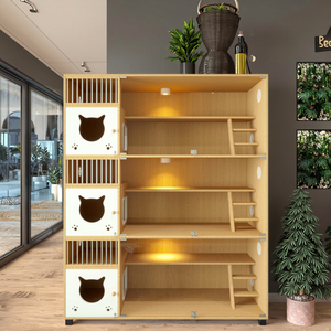 Kapalı kullanım için dayanıklı ahşap kedi kafesi, merdivenler ile çok katmanlı Pet muhafaza - Product Image 6
