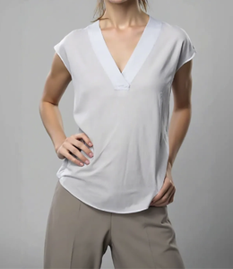 Blusa sin mangas de algodón para mujer, con cuello en V, estilo cruzado y lazo, casual, de ajuste regular, para primavera y verano, de color liso, transpirable y de secado rápido. - Product Image 5