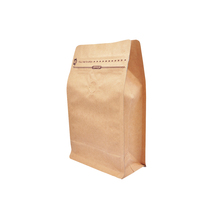 Sac d'emballage pour café personnalisé, fond plat avec valve et fermeture éclair, option écologique