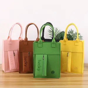 Nova Moda Atacado Eco Friendly Custom Logo reciclado Grande Capacidade Colorido Feltro Compras mulheres sacolas de lona