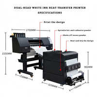 Printer DTF Dual Printhead Tinta Putih Peralatan Pencetakan Langsung ke Film Untuk Hoodie, Tas, Sepatu, Kain, Pencetakan Pola Transfer Panas Kustom