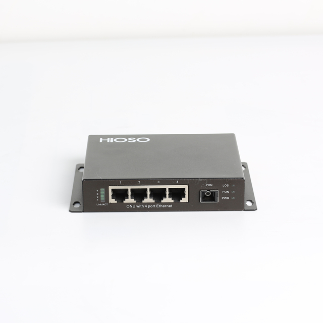 GPON ONT has high quality wall mounted metal housing, supports GPON and EPON OLT provides 4 ports 100M RJ45 Ethernet ports