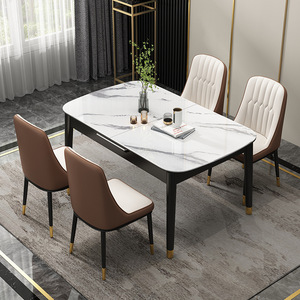 Ensemble de table à manger moderne et minimaliste en pierre frittée pliable, table rectangulaire avec cuisinière à <span class=keywords><strong>induction</strong></span> rétractable <span class=keywords><strong>pour</strong></span> petite maison - Product Image 2