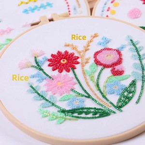 Kit de broderie de perles DIY pour débutants, ensemble de broderie de fleurs en perles avec cerceau, aiguille et tutoriel vidéo - Product Image 2
