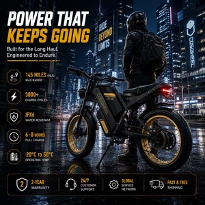 จักรยานไฟฟ้า GT20 Pro 48V Brushless 3000W ยางใหญ่ ความเร็วสูงสุด 55 กม./ชม. ระยะทาง 145 ไมล์ แบตเตอรี่ลิเธียมคู่ 40Ah ระบบกันสะเทือนเต็มรูปแบบ สำหรับขับขี่ออฟโรด - Product Image 4
