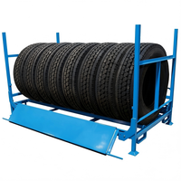 Étagère à pneus pliable et empilable en acier Q235, robuste, avec revêtement en poudre, personnalisable JX ODM, pour entrepôt