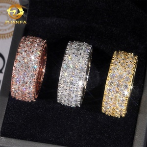 Anillos de Eternidad Hip Hop al por Mayor, Anillo de Plata 925 con Incrustaciones de Diamantes Moissanite para Hombre - Product Image 1