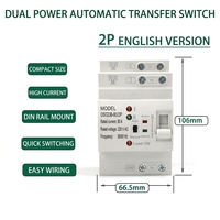 Commutateur de transfert automatique double alimentation 2P 4P 63A 80A 110V 220V à commutation ultra-rapide pour alimentation de secours domestique