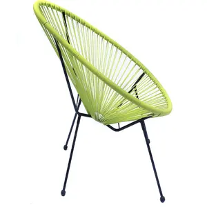 Juego de sillas de salón tejidas Acapulco, sillas de jardín de huevo de playa de ratán nórdico PE para exteriores, silla de metal de acero para exteriores