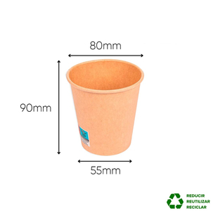 Gobelets en papier brun jetables écologiques biodégradables de 240 ml (8 oz) avec impression de logo personnalisée - Product Image 3