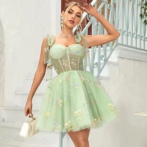 Elegant Princess <b>Dress</b> Sweetheart Neckline <b>A</b>-<b>Line</b> Organza Floral Print Evening Gown Women's Banquet Wear - Product Image 1