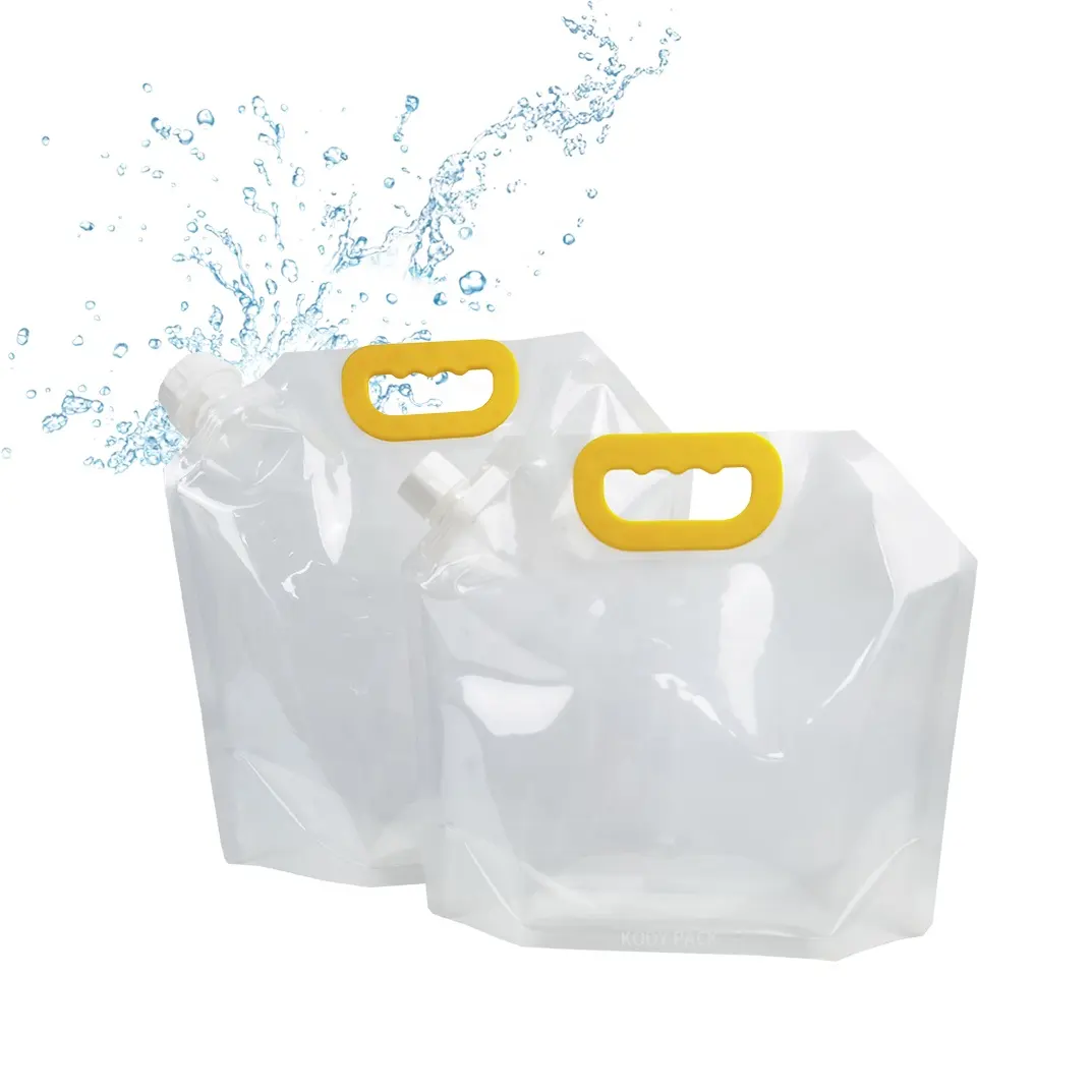 1L-10L sacchetto con beccuccio sacchetto per acqua per bevande da gallone con stampa personalizzata con tappo a vite con manico in plastica ugello stand up doypack