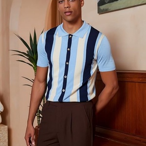 Camisas de Golf de Manga Corta para Hombre, Estilo Vintage, Tejido Transpirable de Viscosa/Algodón, Corte Regular, Estampadas, con Botones - Product Image 4