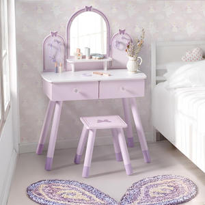 Ensemble de coiffeuse pour enfants violet <span class=keywords><strong>bureau</strong></span> de maquillage avec chaise miroir et tiroirs de rangement coiffeuse pour petite fille pour chambre d'enfants - Product Image 2