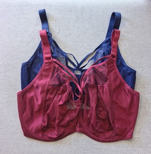 Reggiseno a rete con ferretto taglie forti da donna, bordeaux con finiture in velluto, lingerie balconette a rete con spalline, coppa D-K, taglie 34-42 - Product Image 3