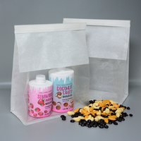 Sachet d'emballage de café personnalisé transparent à fond plat avec valve et fermeture éclair, logo sur mesure