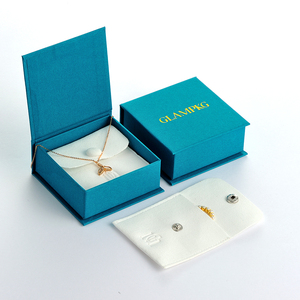 GLAMPKG Custom Gold Logo <b>Book</b> Style Paper Jewelry Magnetic Packaging <b>Box</b> Earring Necklace Ring Microfiber White Pouch - Product Image 3