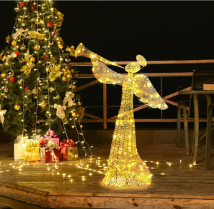 Décoration de jardin de Noël en forme d'<span class=keywords><strong>ange</strong></span> imperméable de 4 pieds, 130 lumières LED blanc chaud, extérieur, indice de protection IP44 - Product Image 1