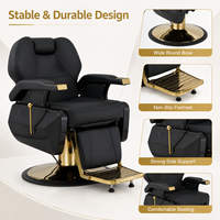 Fauteuil de Barbier Inclinable de Luxe Doré, Chaise de Salon Hydraulique avec Châssis Extra-Large de 65 cm pour Hommes, Grande Chaise de Barbier pour Salon de Coiffure
